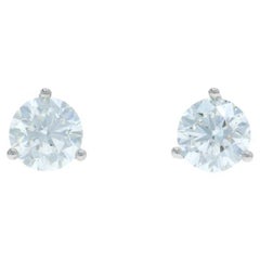 Orecchini con diamanti in oro bianco 14k a brillante rotondo da 1,80ctw GIA