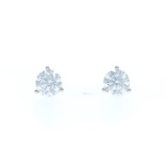 Boucles d
oreilles en or blanc 14k diamant rond Brilliante 1.80ctw GIA Pierced