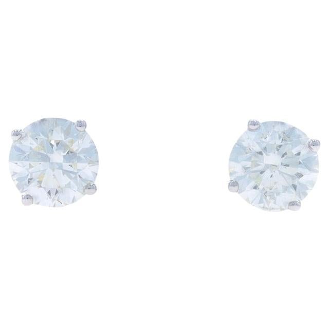 Weißgold Diamant Ohrstecker 14k Rund Brillant 1,89ctw GIA durchbohrt
