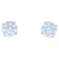 Weißgold Diamant Ohrstecker 14k Rund Brillant 1,89ctw GIA durchbohrt