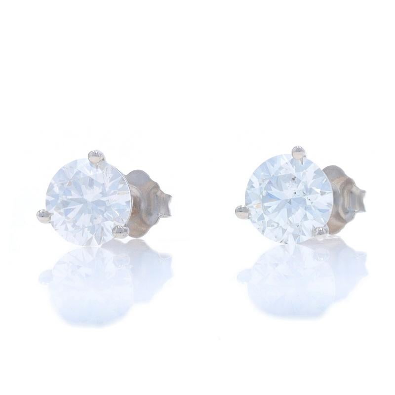 Taglio rotondo Orecchini con diamanti in oro bianco - 14k Round Brilliante 2.00ctw GIA in vendita