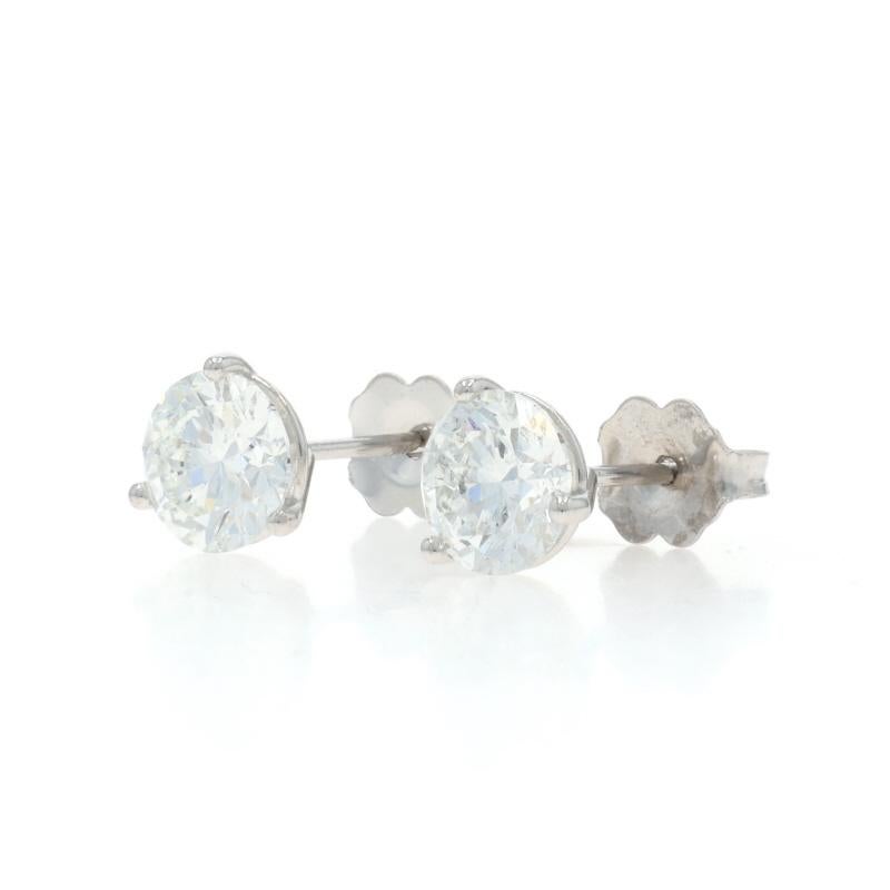 Boucles d'oreilles diamant en or blanc - 14k Round Brilliante 2.00ctw GIA Pierce Neuf - En vente à Greensboro, NC