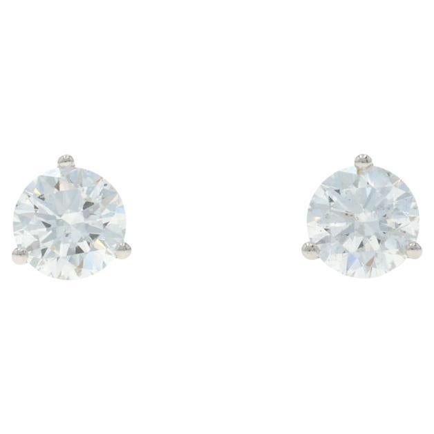 Orecchini con diamanti in oro bianco - 14k Brilliante rotondo 2.00ctw GIA - Forato