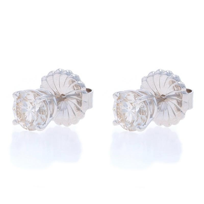 Taille ronde Clous d'oreilles en or blanc 14 carats avec diamants ronds brillants de 2,00 ctw percés en vente