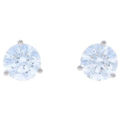 Boucles d'oreilles diamant en or blanc - 14k brillant rond 2.40ctw GIA Pierce