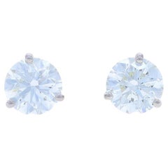 Orecchini con diamanti in oro bianco - 14k Brilliante rotondo 3,00ctw GIA - Forato