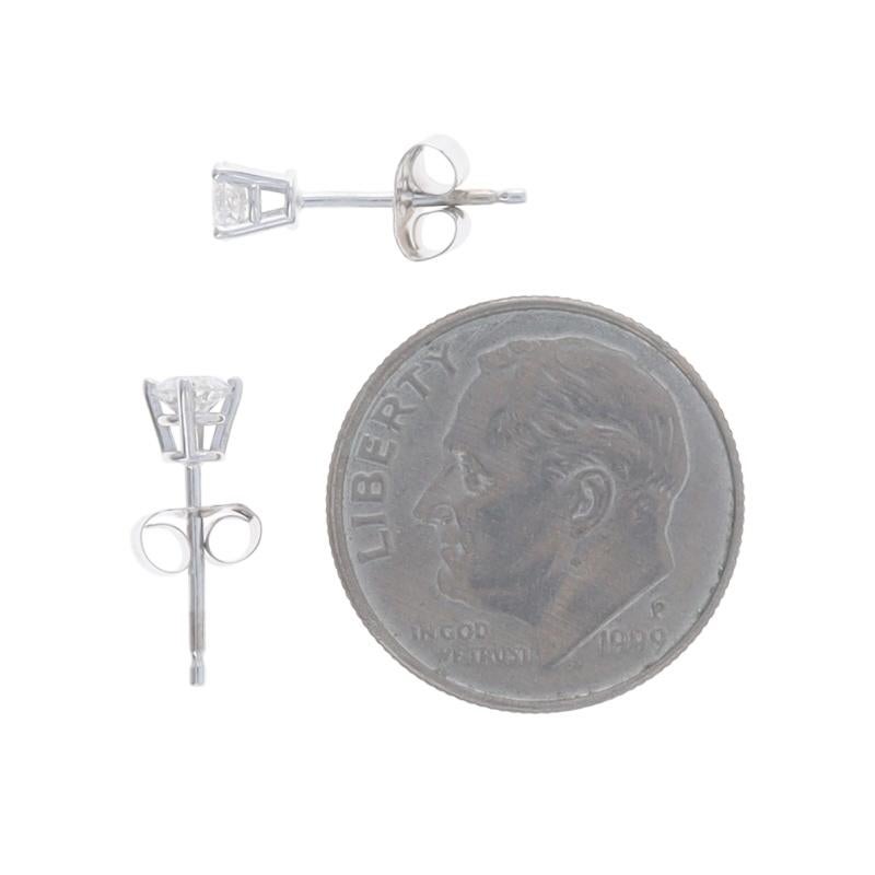 Orecchini con diamanti in oro bianco - 14k Round Brilliante 0,34ctw - forati In condizioni ottime in vendita a Greensboro, NC