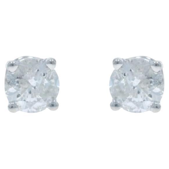 Orecchini con diamanti in oro bianco - 14k Round Brilliante 0,34ctw - forati in vendita