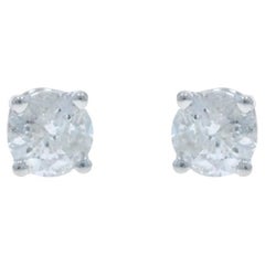 Orecchini con diamanti in oro bianco - 14k Round Brilliante 0,34ctw - forati