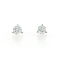 White Gold Diamond Stud Earrings - 14k Round Brilliant .42ctw Pierced