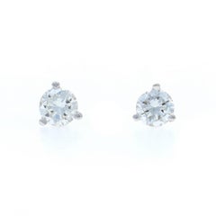 White Gold Diamond Stud Earrings - 14k Round Brilliant .46ctw Pierced