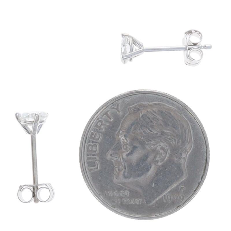 Donna Orecchini con diamanti in oro bianco - 14k Round Brilliante 0,46ctw - forato in vendita