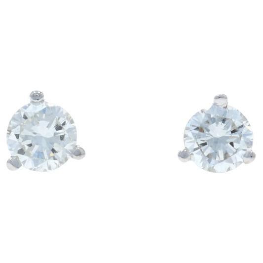 White Gold Diamond Stud Earrings - 14k Round Brilliant .46ctw Pierced