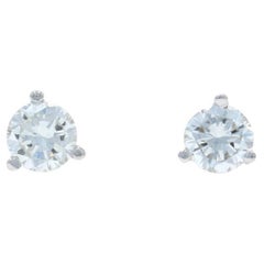 White Gold Diamond Stud Earrings - 14k Round Brilliant .46ctw Pierced