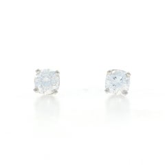 White Gold Diamond Stud Earrings - 14k Round Brilliant .50ctw Pierced
