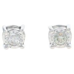 White Gold Diamond Stud Earrings - 14k Round Brilliant .50ctw Pierced