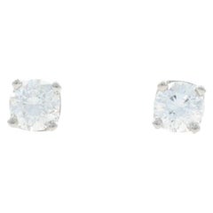 White Gold Diamond Stud Earrings - 14k Round Brilliant .50ctw Pierced