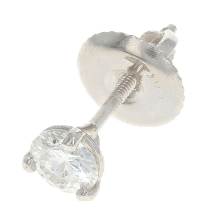 Women's White Gold Diamond Stud Earrings - 14k Round Brilliant .50ctw Pierced Screw-Ons For Sale