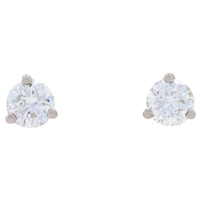 White Gold Diamond Stud Earrings - 14k Round Brilliant .50ctw Pierced Screw-Ons