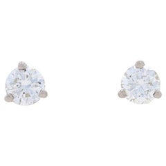 Boucles d'oreilles en or blanc - 14k diamant rond brillant .50ctw Pierce