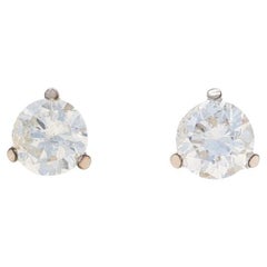 White Gold Diamond Stud Earrings - 14k Round Brilliant .50ctw Pierced Screw-Ons