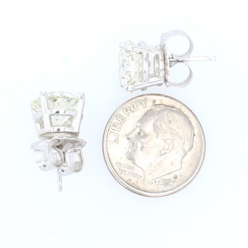 White Gold Diamond Stud Earrings - 14k Round Brilliant 6.03ctw IGI & HRD In New Condition For Sale In Greensboro, NC