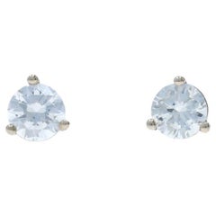 White Gold Diamond Stud Earrings - 14k Round Brilliant .60ctw Pierced