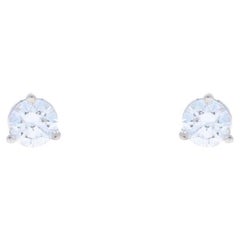 Boucles d'oreilles en or blanc diamantées - 14k Brilliante ronde .60ctw Pierce