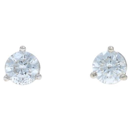 White Gold Diamond Stud Earrings - 14k Round Brilliant .62ctw Pierced Screw-Ons en venta