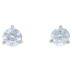 White Gold Diamond Stud Earrings - 14k Round Brilliant .62ctw Pierced Screw-Ons