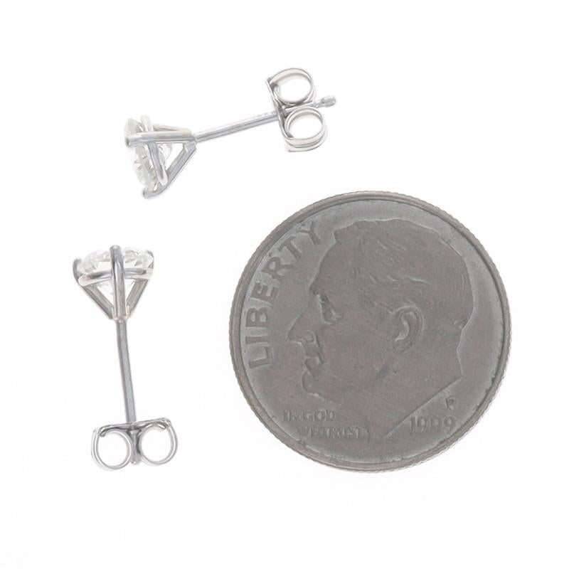 da uomo o donna Orecchini con diamante in oro bianco 14k a brillante rotondo da 0,90 ct. in vendita