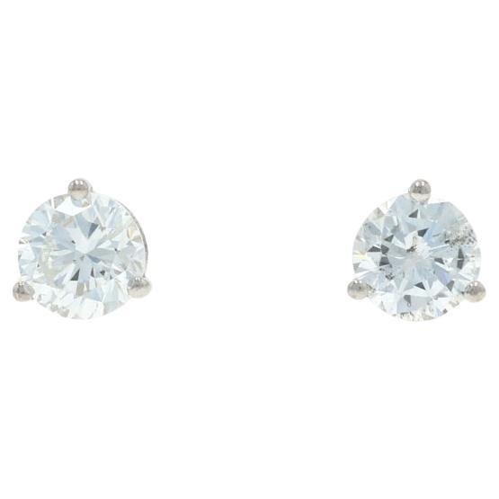 Orecchini con diamante in oro bianco 14k a brillante rotondo da 0,90 ct.