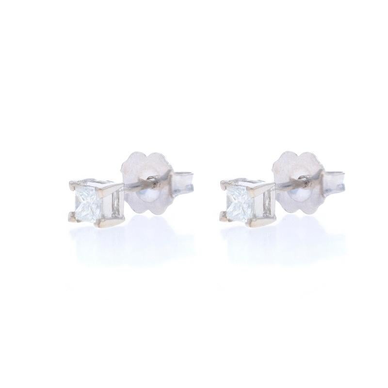 Taglio princess Orecchini con diamanti in oro bianco - 18k Princess .25ctw Pierced in vendita