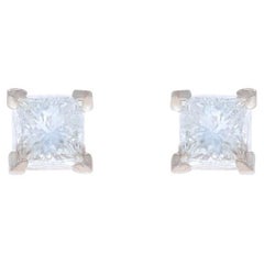 Pendientes de oro blanco con diamantes - 18k Princess .25ctw Pierced