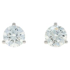 Orecchini con diamanti in oro bianco - 18k Brilliante rotondo 2.02ctw GIA - Forati