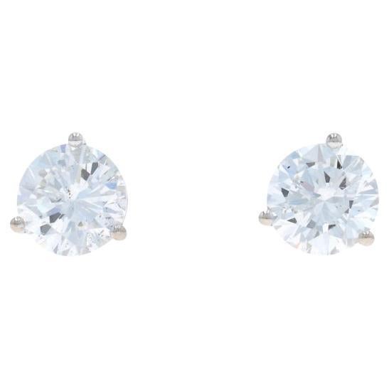 Orecchini con diamanti in oro bianco - 18k Brilliante rotondo 2,41ctw GIA - Forato