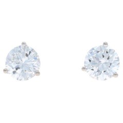 Orecchini con diamanti in oro bianco - 18k Brilliante rotondo 2,41ctw GIA - Forato