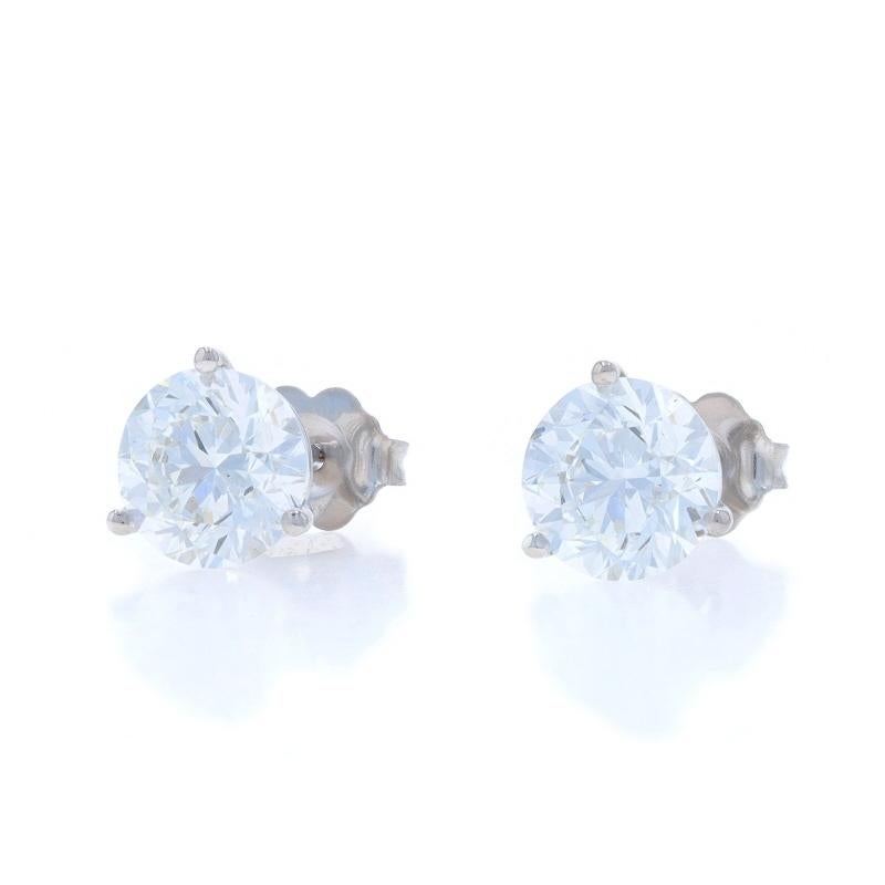 Taglio rotondo Orecchini con diamanti in oro bianco - 18k Brilliante rotondo 3,00ctw GIA - Forato in vendita