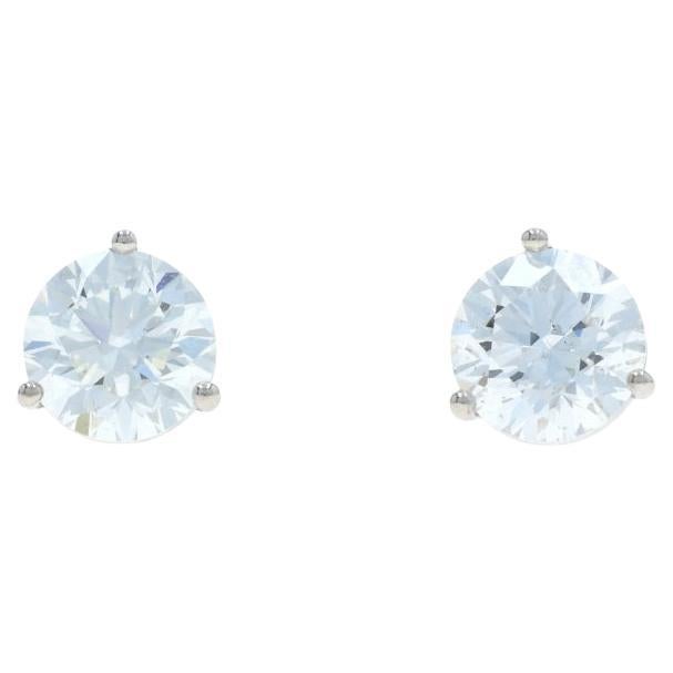 Orecchini con diamanti in oro bianco - 18k Brilliante rotondo 3,00ctw GIA - Forato