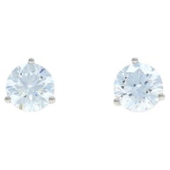 Orecchini con diamanti in oro bianco - 18k Brilliante rotondo 3,00ctw GIA - Forato