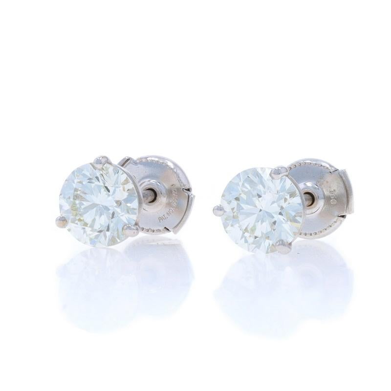 Taglio rotondo Orecchini con diamanti in oro bianco - 18k Brilliante rotondo 3,02ctw GIA in vendita
