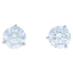 Pendientes de oro blanco con diamantes - 18k Brillante redondo 3.02ctw GIA