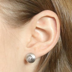 White Gold Diamond Stud Earrings - 18k Round Brilliant .30ctw Brushed Pierced