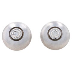 Pendientes de oro blanco con diamantes - 18k Brillante redondo .30ctw Cepillado Perforado