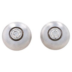 Boucles d'oreilles diamant en or blanc - 18k Round Brilliant .30ctw Brushed Pierce