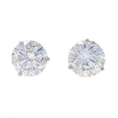 White Gold Diamond Stud Earrings 18k Round Brilliant 6.24ctw Pierced La Pousette