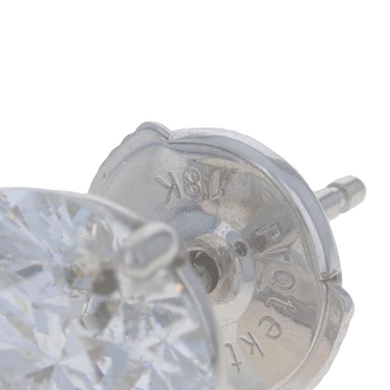 White Gold Diamond Stud Earrings 18k Round Brilliant 6.24ctw Pierced La Pousette For Sale 1