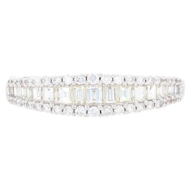 White Gold Diamond Tapered Band - 18k Baguette .70ctw Wedding Ring Size 7 3/4 For Sale