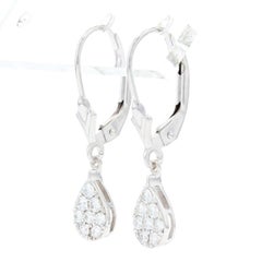 White Gold Diamond Teardrop Dangle Earrings, 14k Round Brilliant 1/3ctw Pierced