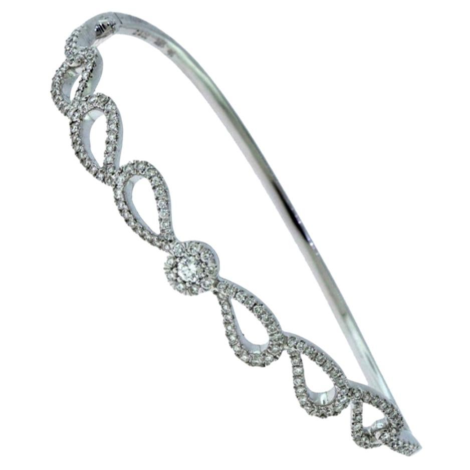 White Gold Diamond Teardrop Link Bracelet For Sale
